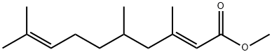 (E)-3,5,9-Trimethyl-2,8-decadienoic acid methyl ester Struktur