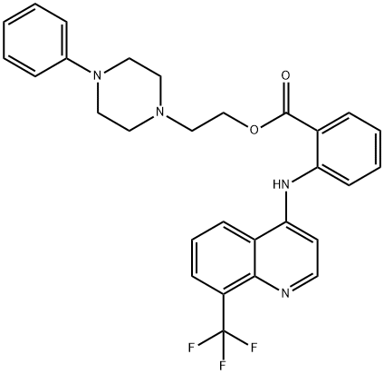 N-(8-Trifluoromethyl-4-quinolinyl)anthanilic acid 2-(4-phenyl-1-piperazinyl)ethyl ester Struktur