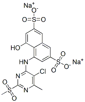 disodium 4-[[5-chloro-6-methyl-2-(methylsulphonyl)-4-pyrimidinyl]amino]-5-hydroxynaphthalene-2,7-disulphonate Struktur