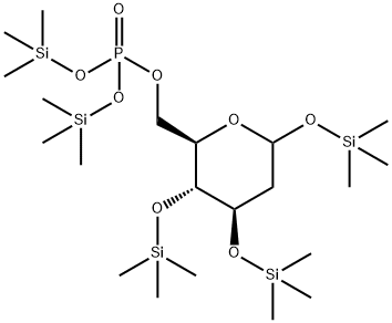 1-O,3-O,4-O-Tris(trimethylsilyl)-2-deoxy-D-arabino-hexopyranose 6-phosphatebis(trimethylsilyl) ester Struktur