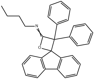 N-(3',3'-Diphenylspiro[9H-fluorene-9,2'-oxetan]-4'-ylidene)-1-butanamine Struktur