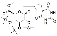 beta-D-Glucopyranosiduronic acid, 3-(5-ethylhexahydro-2,4,6-trioxo-5-p yrimidinyl)-1,1-dimethylpropyl 2,3,4-tris-O-(trimethylsilyl)-, methyl  ester Struktur