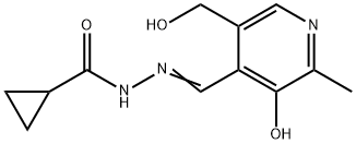 Cyclopropanecarboxylic acid, [[3-hydroxy-5-(hydroxymethyl)-2-methyl-4-pyridinyl]methylene]hydrazide (9CI) Struktur