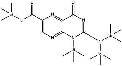 1,4-Dihydro-4-oxo-1-(trimethylsilyl)-2-[bis(trimethylsilyl)amino]-6-pteridinecarboxylic acid trimethylsilyl ester Struktur