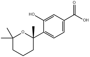 (-)-3-Hydroxy-4-(tetrahydro-2,6,6-trimethyl-2H-pyran-2-yl)benzoic acid Struktur