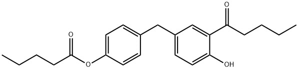 Pentanoic acid 4-[[4-hydroxy-3-(1-oxopentyl)phenyl]methyl]phenyl ester Struktur