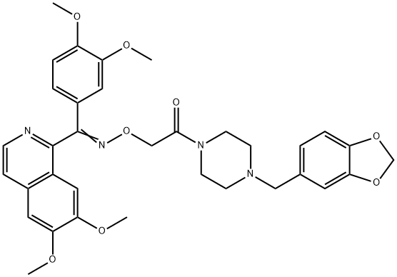 6,7-Dimethoxyisoquinolin-1-yl 3,4-dimethoxyphenyl ketone O-[4-[3,4-(methylenedioxy)benzyl]-1-piperazinylcarbonylmethyl]oxime Struktur