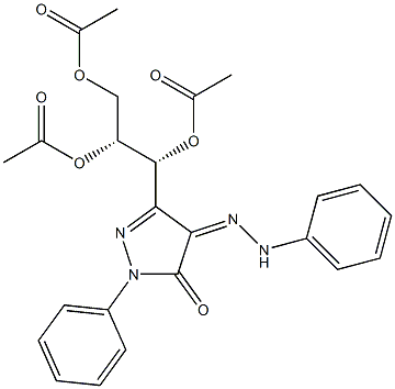 (-)-1-Phenyl-3-[1,2,3-tris(acetyloxy)propyl]-4-(2-phenylhydrazono)-1H-pyrazole-5(4H)-one Struktur