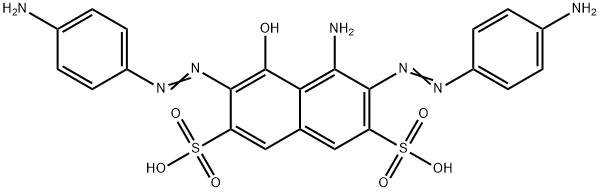 4-amino-3,6-bis[(4-aminophenyl)azo]-5-hydroxynaphthalene-2,7-disulphonic acid Struktur