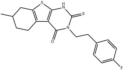 3-[2-(4-氟苯基)乙基]-2,3,5,6,7,8-六氫-7-甲基-2-硫代[1]苯并噻吩并[2,3-D]嘧啶-4(1H))-酮, 565179-71-7, 結構式