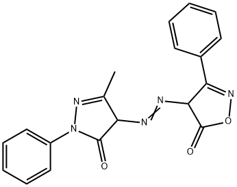 4-[(4,5-Dihydro-3-methyl-5-oxo-1-phenyl-1H-pyrazol-4-yl)azo]-3-phenylisoxazol-5(4H)-one Struktur