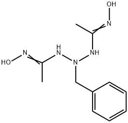 1,3-Bis[1-(hydroxyimino)ethyl]-2-(phenylmethyl)triazane Struktur