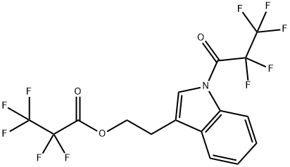 Pentafluoropropanoic acid 2-[1-(2,2,3,3,3-pentafluoro-1-oxopropyl)-1H-indol-3-yl]ethyl ester Struktur