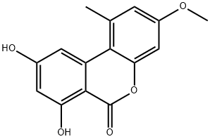 1-Methyl-3-methoxy-7,9-dihydroxy-6H-dibenzo[b,d]pyran-6-one Struktur