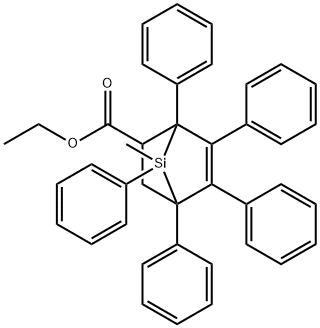 7-Methyl-1,4,5,6,7-pentaphenyl-7-silabicyclo[2.2.1]hept-5-ene-2-carboxylic acid ethyl ester Struktur