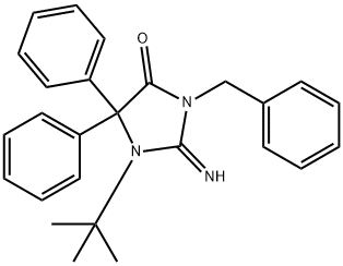 1-(1,1-Dimethylethyl)-2-imino-5,5-diphenyl-3-(phenylmethyl)-4-imidazolidinone Struktur