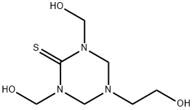 tetrahydro-5-(2-hydroxyethyl)-1,3-bis(hydroxymethyl)-1,3,5-triazine-2(1H)-thione Struktur