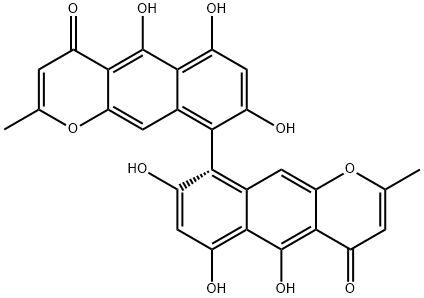 [aS,(+)]-5,5',6,6',8,8'-Hexahydroxy-2,2'-dimethyl-9,9'-bi[4H-naphtho[2,3-b]pyran]-4,4'-dione Struktur