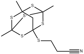 3-[(1,5,7-Trimethyl-2,4,6,8,9-pentathiaadamantan-3-yl)thio]propiononitrile Struktur