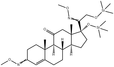 Pregn-4-ene-3,11,20-trione, 17,21-bis[(trimethylsilyl)oxy]-, 3,20-bis( O-methyloxime) Struktur