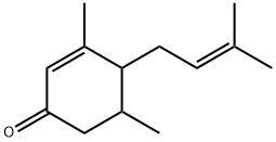 3,5-dimethyl-4-(3-methylbut-2-enyl)cyclohex-2-en-1-one Struktur