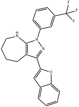 Pyrazolo[3,4-b]azepine, 3-(2-benzofuranyl)-1,4,5,6,7,8-hexahydro-1-[3-(trifluoromethyl)phenyl]- (9CI) Struktur