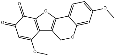 3,7-Dimethoxy-6H-benzofuro[3,2-c][1]benzopyran-9,10-dione Struktur