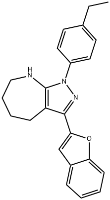 Pyrazolo[3,4-b]azepine, 3-(2-benzofuranyl)-1-(4-ethylphenyl)-1,4,5,6,7,8-hexahydro- (9CI) Struktur