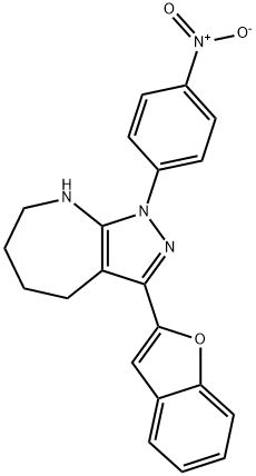 Pyrazolo[3,4-b]azepine, 3-(2-benzofuranyl)-1,4,5,6,7,8-hexahydro-1-(4-nitrophenyl)- (9CI) Struktur