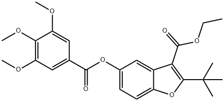 3-Benzofurancarboxylicacid,2-(1,1-dimethylethyl)-5-[(3,4,5-trimethoxybenzoyl)oxy]-,ethylester(9CI) Struktur