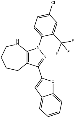 Pyrazolo[3,4-b]azepine, 3-(2-benzofuranyl)-1-[4-chloro-2-(trifluoromethyl)phenyl]-1,4,5,6,7,8-hexahydro- (9CI) Struktur