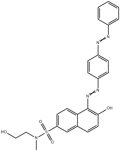 6-hydroxy-N-(2-hydroxyethyl)-N-methyl-5-[[4-(phenylazo)phenyl]azo]naphthalene-2-sulphonamide Struktur