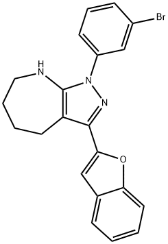 Pyrazolo[3,4-b]azepine, 3-(2-benzofuranyl)-1-(3-bromophenyl)-1,4,5,6,7,8-hexahydro- (9CI) Struktur