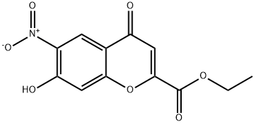 7-Hydroxy-6-nitro-4-oxo-4H-1-benzopyran-2-carboxylic acid ethyl ester Struktur