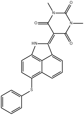 1,3-dimethyl-5-[6-(phenylthio)benz[cd]indol-2(1H)-ylidene]barbituric acid Struktur