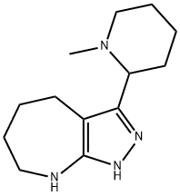 Pyrazolo[3,4-b]azepine, 1,4,5,6,7,8-hexahydro-3-(1-methyl-2-piperidinyl)- (9CI) Struktur