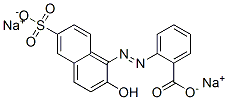 Benzoic acid, 2-[(2-hydroxy-6-sulfo-1-naphthalenyl)azo]-, disodium salt Struktur