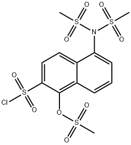 5-[bis(methylsulphonyl)amino]-1-[(methylsulphonyl)oxy]naphthalene-2-sulphonyl chloride Struktur