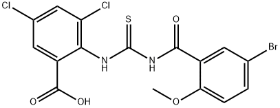 2-[[[(5-BROMO-2-METHOXYBENZOYL)AMINO]THIOXOMETHYL]AMINO]-3,5-DICHLORO-BENZOIC ACID Struktur