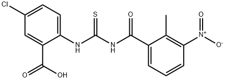 5-CHLORO-2-[[[(2-METHYL-3-NITROBENZOYL)AMINO]THIOXOMETHYL]AMINO]-BENZOIC ACID Struktur