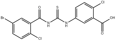 5-[[[(5-BROMO-2-CHLOROBENZOYL)AMINO]THIOXOMETHYL]AMINO]-2-CHLORO-BENZOIC ACID Struktur