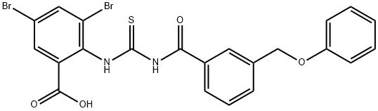 3,5-DIBROMO-2-[[[[3-(PHENOXYMETHYL)BENZOYL]AMINO]THIOXOMETHYL]AMINO]-BENZOIC ACID Struktur