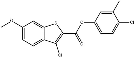 Benzo[b]thiophene-2-carboxylic acid, 3-chloro-6-methoxy-, 4-chloro-3-methylphenyl ester (9CI) Struktur