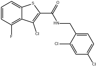 Benzo[b]thiophene-2-carboxamide, 3-chloro-N-[(2,4-dichlorophenyl)methyl]-4-fluoro- (9CI) Struktur