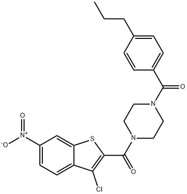 Piperazine, 1-[(3-chloro-6-nitrobenzo[b]thien-2-yl)carbonyl]-4-(4-propylbenzoyl)- (9CI) Struktur