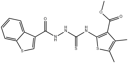 Benzo[b]thiophene-3-carboxylic acid, 2-[[[3-(methoxycarbonyl)-4,5-dimethyl-2-thienyl]amino]thioxomethyl]hydrazide (9CI) Struktur