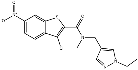 Benzo[b]thiophene-2-carboxamide, 3-chloro-N-[(1-ethyl-1H-pyrazol-4-yl)methyl]-N-methyl-6-nitro- (9CI) Struktur