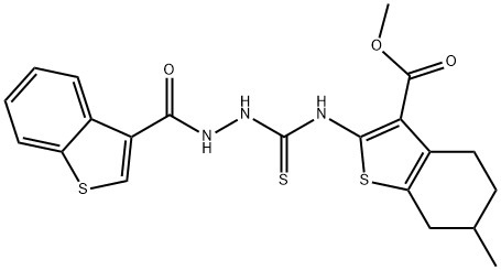 Benzo[b]thiophene-3-carboxylic acid, 2-[[[2-(benzo[b]thien-3-ylcarbonyl)hydrazino]thioxomethyl]amino]-4,5,6,7-tetrahydro-6-methyl-, methyl ester (9CI) Struktur