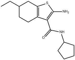 2-AMINO-N-CYCLOPENTYL-6-ETHYL-4,5,6,7-TETRAHYDRO-1-BENZOTHIOPHENE-3-CARBOXAMIDE Struktur