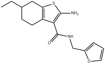 2-AMINO-6-ETHYL-N-(2-FURYLMETHYL)-4,5,6,7-TETRAHYDRO-1-BENZOTHIOPHENE-3-CARBOXAMIDE Struktur